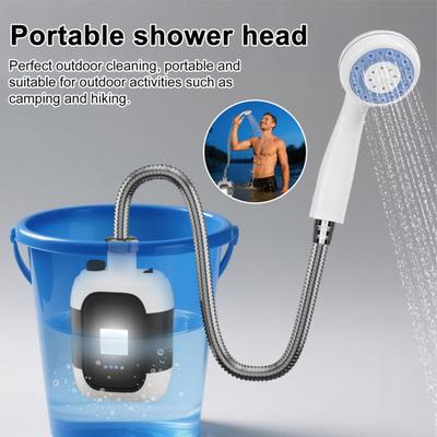 Portable Camping Shower Pump Kit USB Rechargeable Outdoor Camp Hiking Traveling RV Electric Shower Head Sprayer Pump