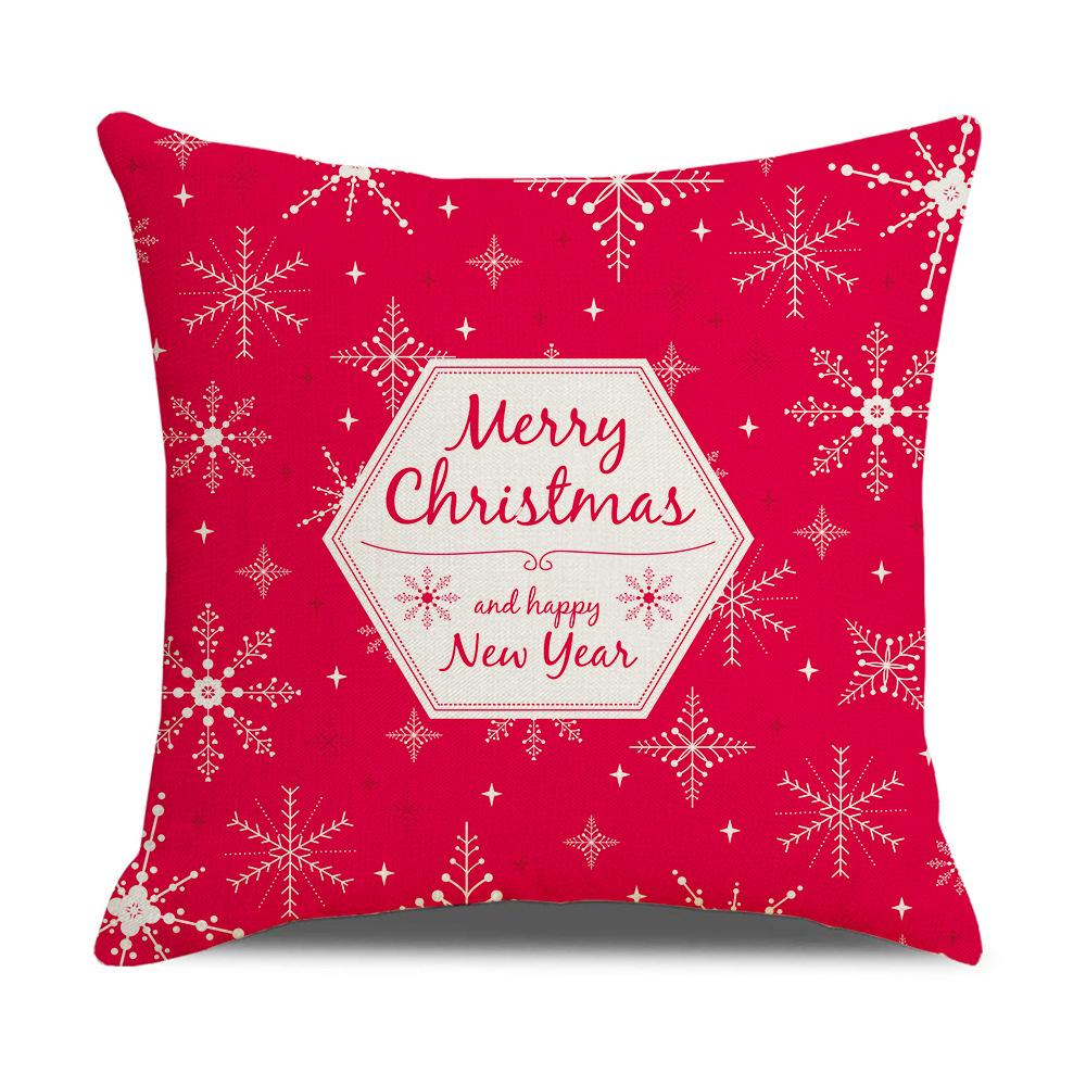 New Red and White Christmas Pillowcase Homewares Cartoon Elk Linen Sofa Pillowcase