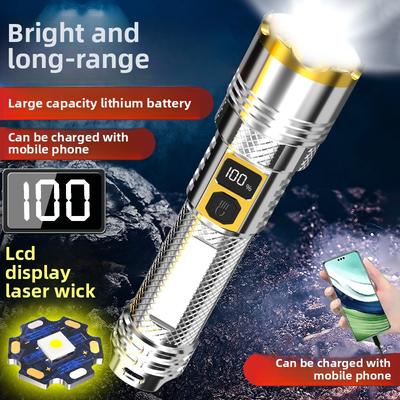 Digital Electric Display Strong Light Multi-function Telescopic Zoom Outdoor Portable Work Light Flashlight