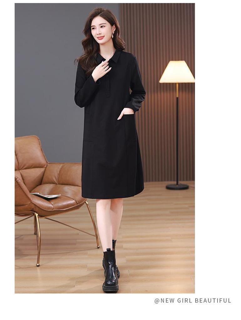 Women's Plus Size Slimming Sweatshirt Dress - Casual Long Sleeve, Age-Reducing for Middle-Aged Moms, Spring & Autumn 2024 Collection