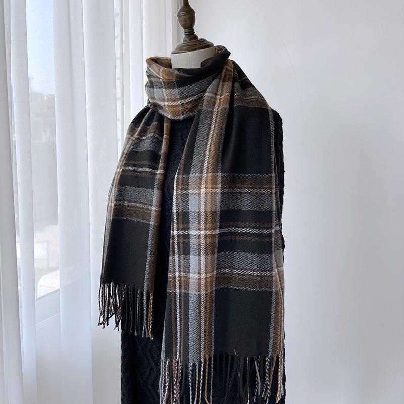 

Шарф женский зимний новый универсальный высококачественный средней длины имитация кашемира теплая толстая клетчатая шаль 65-180cm