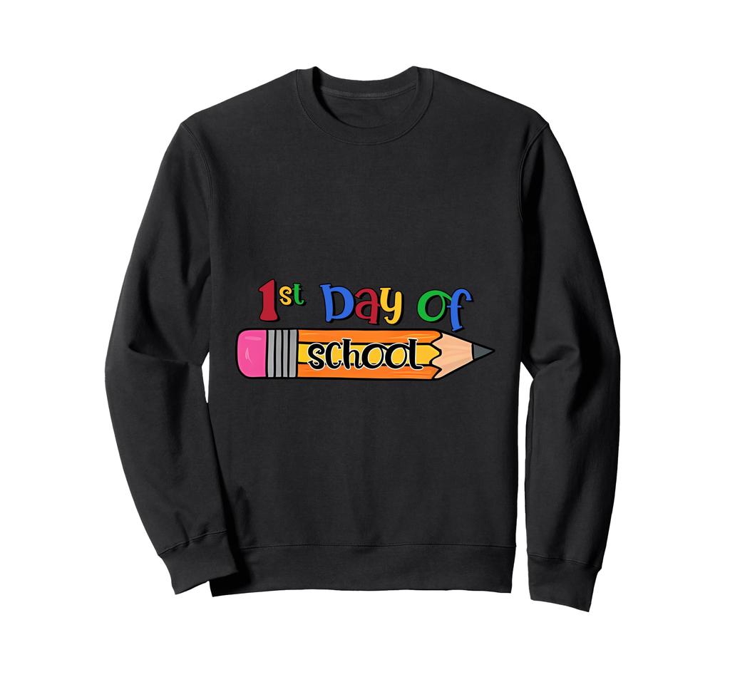 First Day of School Shirt Cute 1st Pencil Rainbow Letters Sweatshirt