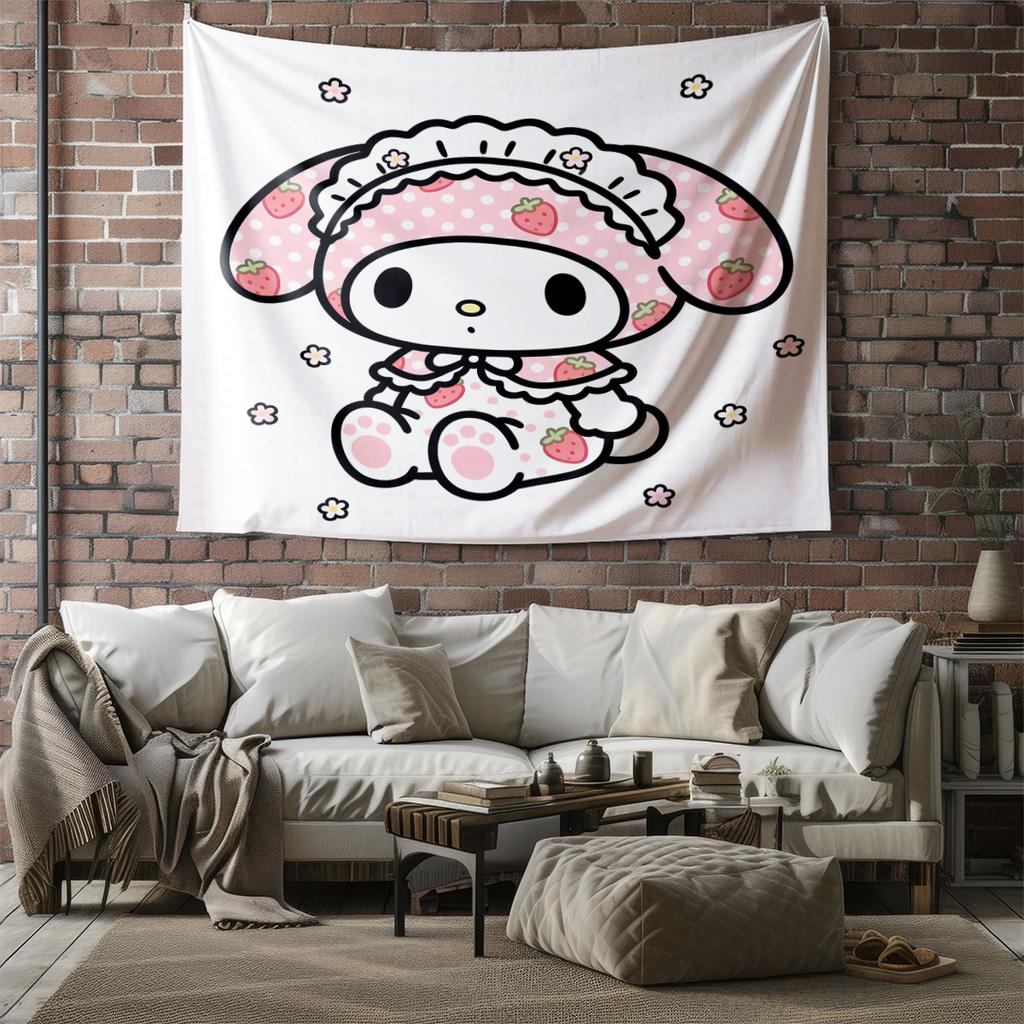 Sanrio Characters Tapestry Cute Cartoon Wall Hanging for Bedroom Living Room Dorm Home Decor Aesthetic Gift