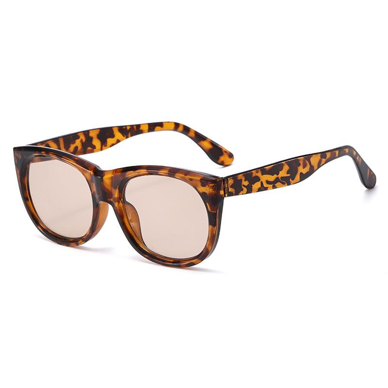 Retro large frame brown sunglasses women's street shot round face concave shape anti-ultraviolet advanced sunglasses s