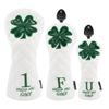 Golf Headcover for Driver Wood and Utility Waterproof with Number Conversion Clover Lucky Charm UT Cover (DR), (FW), (UT) Clubs. Tag. Design, White,