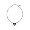 Ins Bowknot Pearl Necklace Imitation Pearl Bow Pendant Necklace Trendy Chain Choker  Party