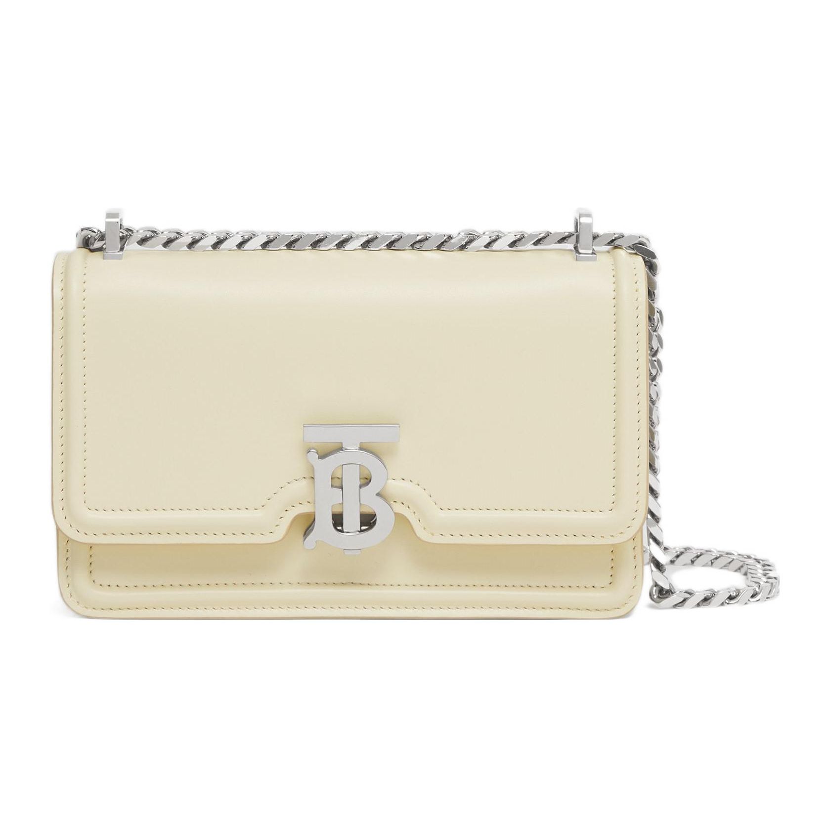 

Burberry Exclusive Logo Chain Leather Lock Bag Mini Women Shoulder Bag Light-Vanilla Ivory 80522321 Basic Set (Bag+Dust Bag)