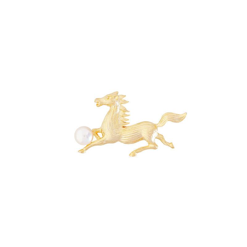 Cute Matte Gold Zodiac Brooch Vintage Animal Brooch Clothing Brooch Rabbit Dog Ma Long Pig