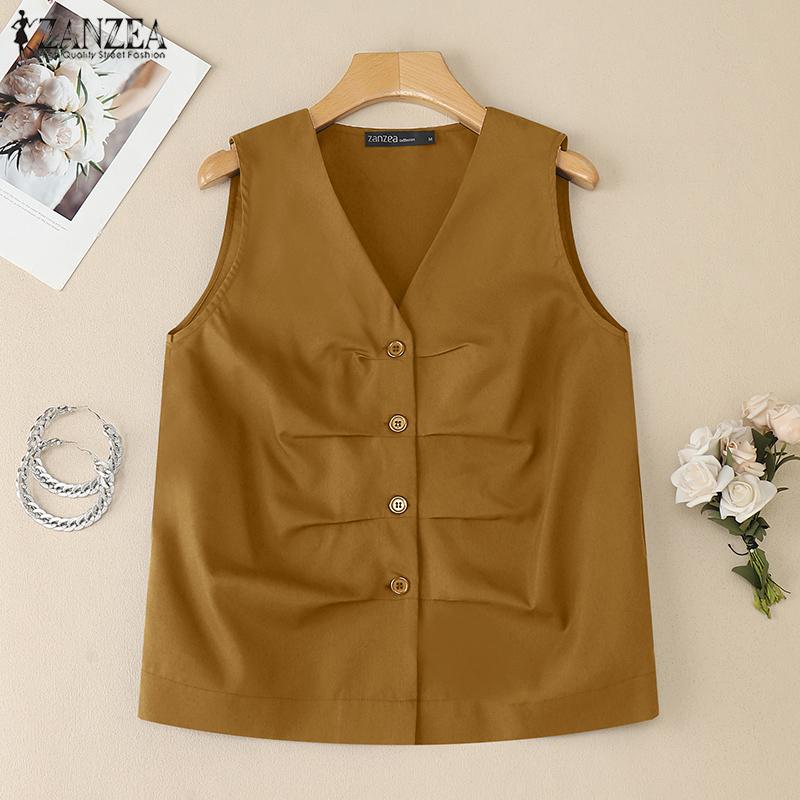 ZANZEA Women Casual V-neck Summer Sleeveless Tank Tops