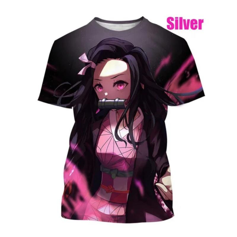 Japonské Kreslené 3D Tištěné Tričko Anime Demon Slayer Unisex Krátký Rukáv Ležérní Roztomilé Tričko Top