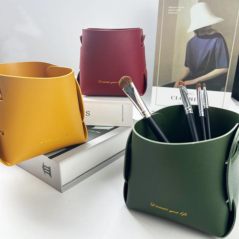 Creative PU Leather Storage Box Nordic Desktop Decorate Jewelry Keys Display Tray Makeup Organizer Container Books Plants Holder