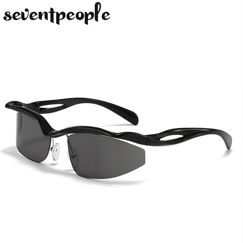 Semi-Rimless Cat Eye Sunglasses Women  Luxury Brand Designer Trending Sports Y2K Punk Sun Glasses For Ladies Shades Eyewear