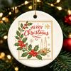 Xmas Tree Hanging Ornaments Ceramic Christmas Ornament, 2D Double Sided Cowboy/Nutcracker/Holy Berry Living Room Wall Decor Ornament for Holiday Tree,