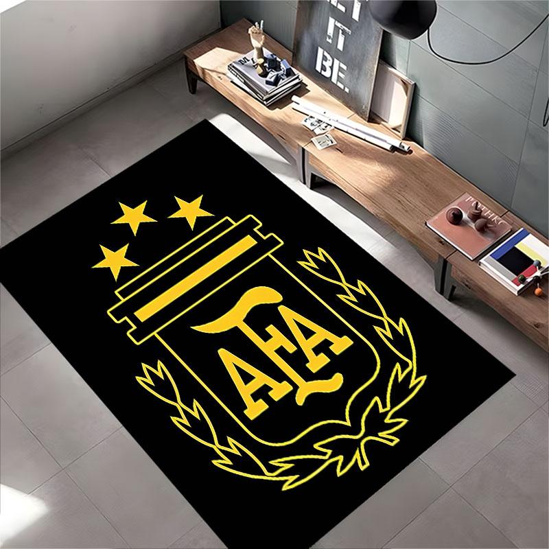 Golden Logo on Black Carpet suitable as a non-slip mat for the living room or bedroom sofa