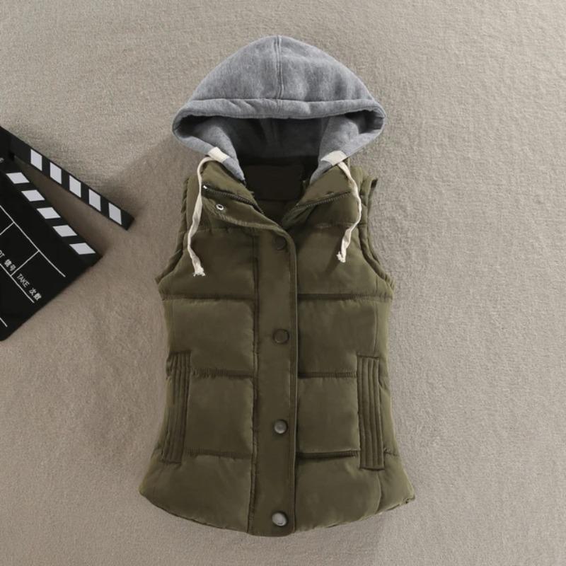 Women Cotton Vest Winter Coat Casual Pocket Casual Hooded Waistcoat Sleeveless Jacket Autumn Warm Vest Parkas