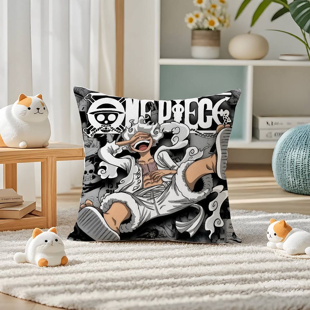 One Piece Jinbe Helmsman Anime Plush Pillow Cover Soft Short Plush Cushion Cover For Sofa Bedroom Home Decor Gift Decoration