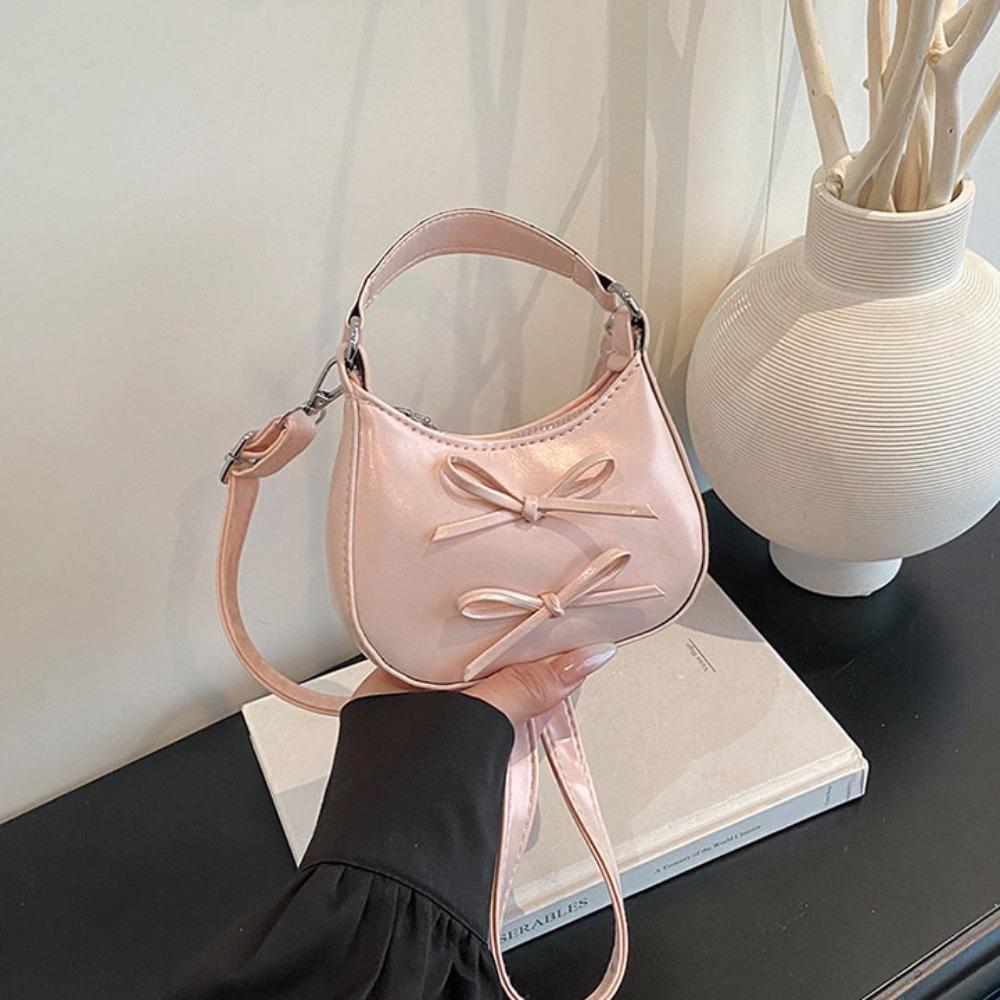 Cartoon Bow Crossbody Bag Single Shoulder Mini Shoulder Bag Fashion Leather Handbag  Kids розовый