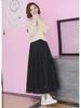 2025 High-Waist A-Line Mesh Skirt: Three-Layer Pleated Fairy Skirt for Spring & Autumn