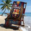 Serviette de Plage Personnalisée avec Nom Club de Football Barcelone, pour Voyage Camping Fête à la Plage Décoration Intérieure, Cadeau d'Anniversaire pour la Famille et les Amis
