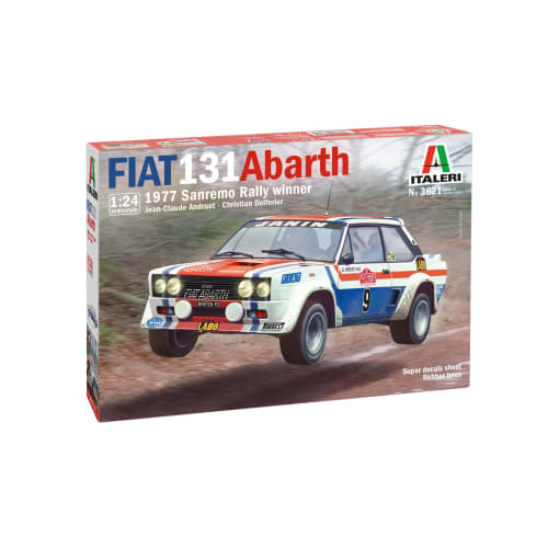 Italeri 1/24 Scale Fiat 131 Abarth 1977 Sanremo Rally Winner Plastic Model Kit (IT3621) with Japanese Instructions