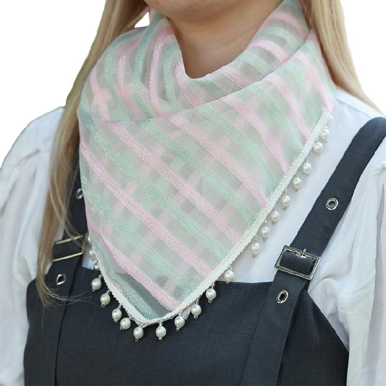 Stylish Women Neck Scarf With Tassels and Flower Pattern Detail Popular Bandana Scarf Neckerchief for Bartender Wear