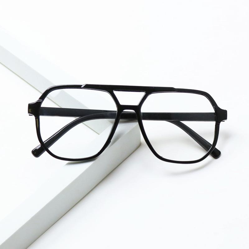 Hip Hop Vintage Rap Bucket Hat Glasses Literary Retro Anti-Blue Flat Glasses Large Square Sunglasses