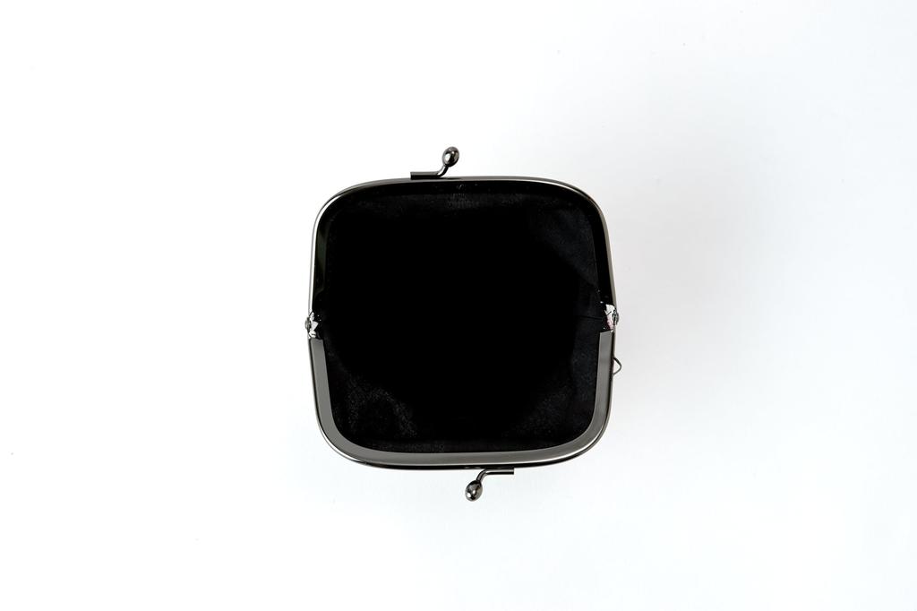 Uni Made In Futago Japanese Puffy Clasp Pouch Navy (0217-14) Seni, Japan, Chirimen, Pattern, 3.6-inch [Modern Camellia, Blue]