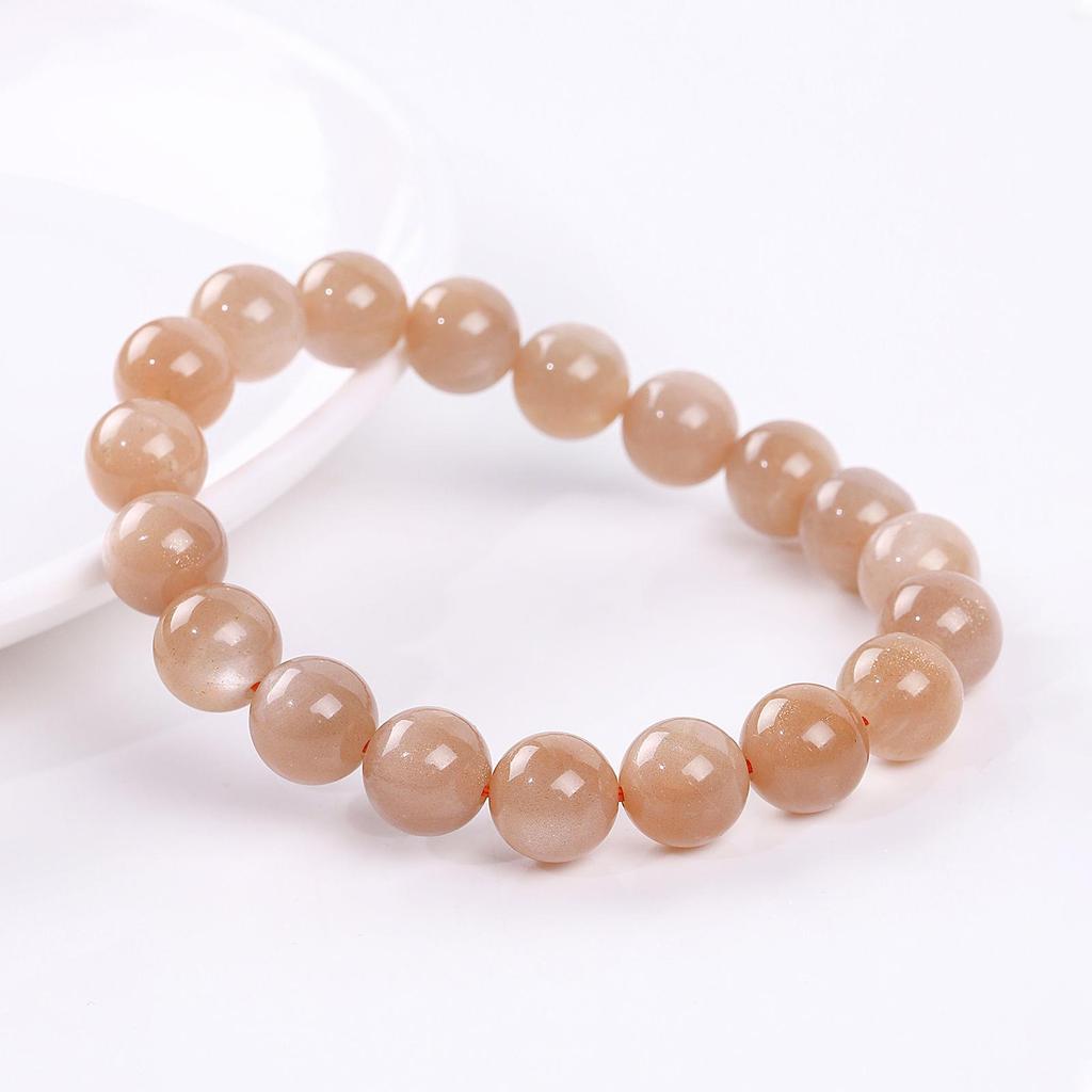Natural Sunstone Round Bead Bracelet - DIY Jewelry Gift
