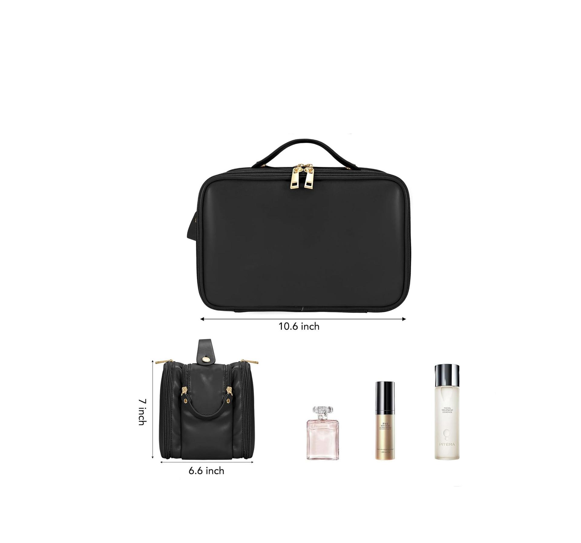 

Make Up Bags for Women Traveling Makeup Case Cosmetic Organizer Waterproof Makeup Organizer Bag with Handle Travel Cosmetic Bag 29x20x19cm чёрный