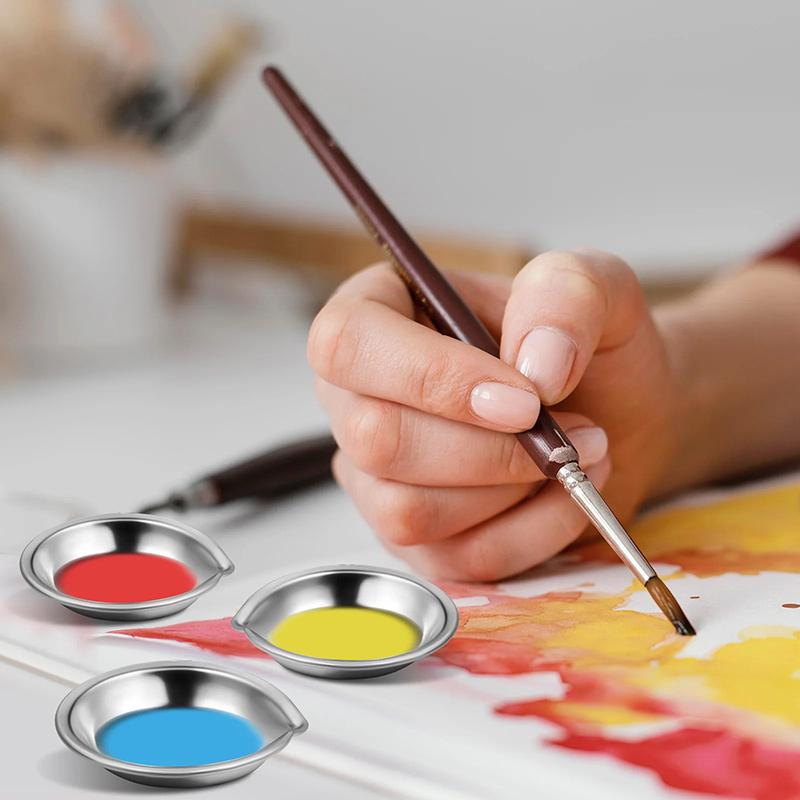 10Pcs Stainless Steel Painting Color Bowls Oil Paint Trays Paint Color Mixing Cups Color Mixer Children Diy Painting Tools