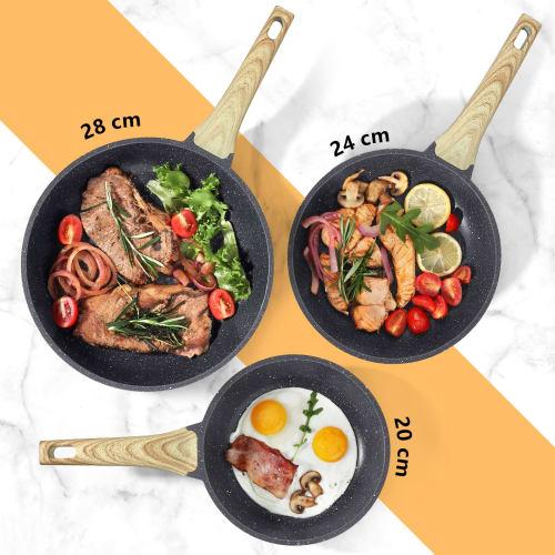 GiPP 20cm Frying Pan with Lid, Induction Cooktop Compatible, Non-Stick, Heat-Resistant Handle, Ceramic Coating, Healthy, Easy to Clean, High Heat Effi