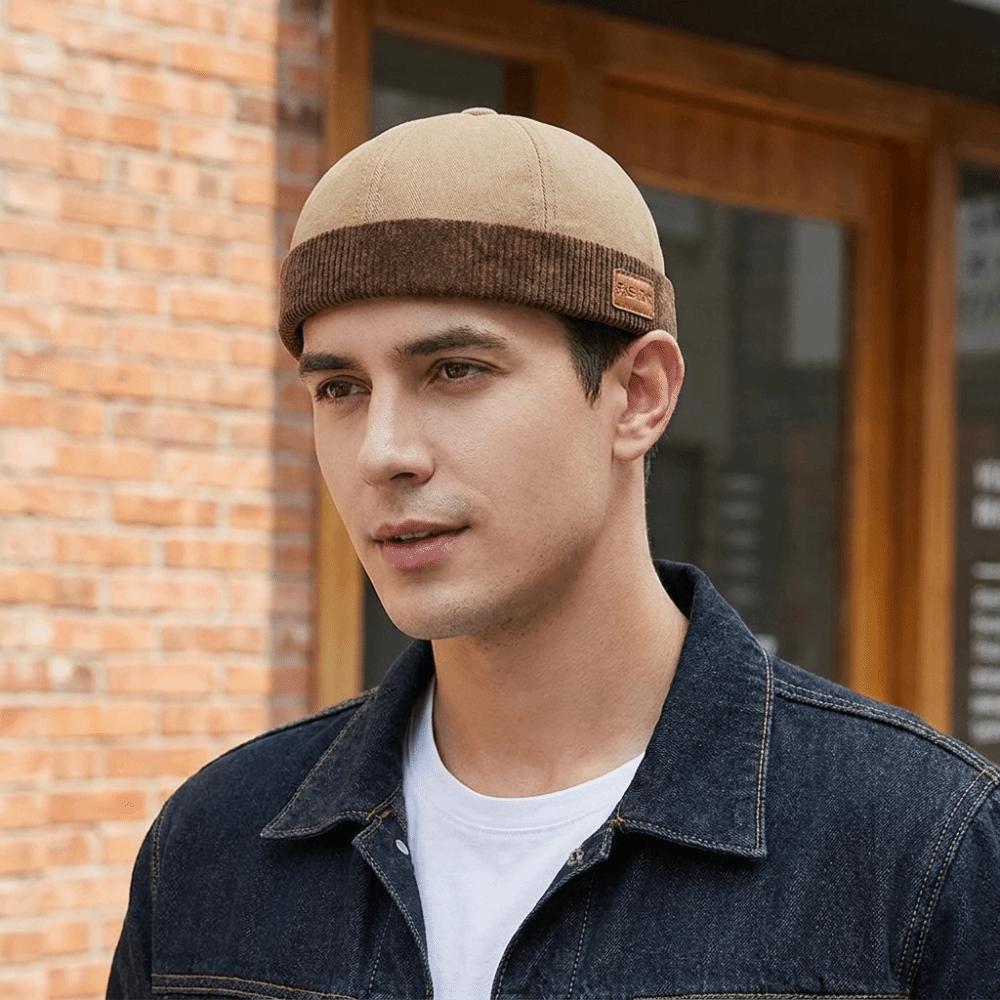 Brimless Dome Melon Cap Solid Color Bucket Cap Casual Landlord Hat Travel