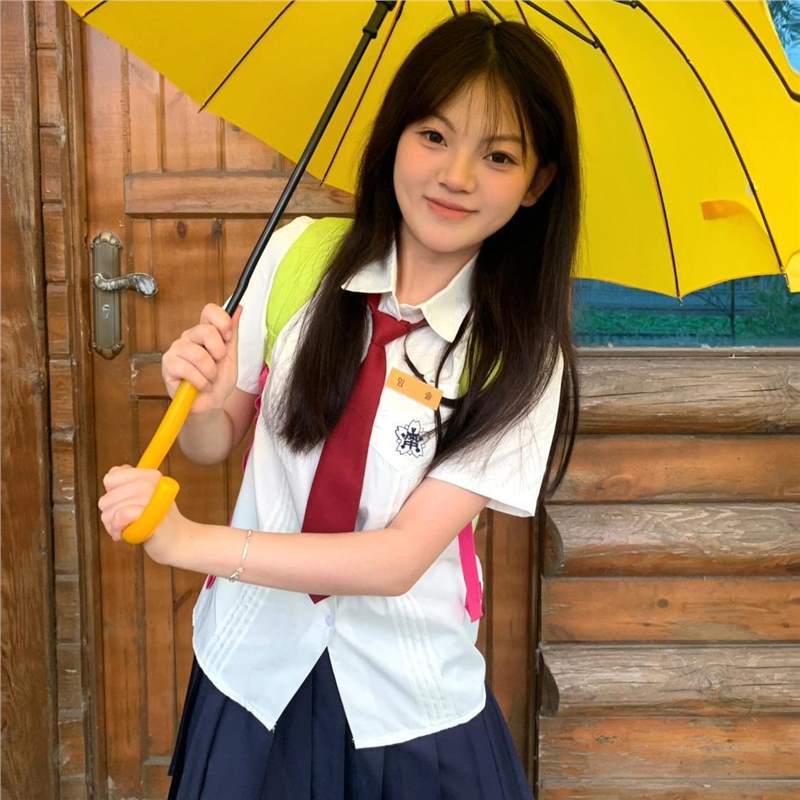 

Летняя школьная форма JK: Комплект плиссированной юбки в стиле академии и рубашки с коротким рукавом XL