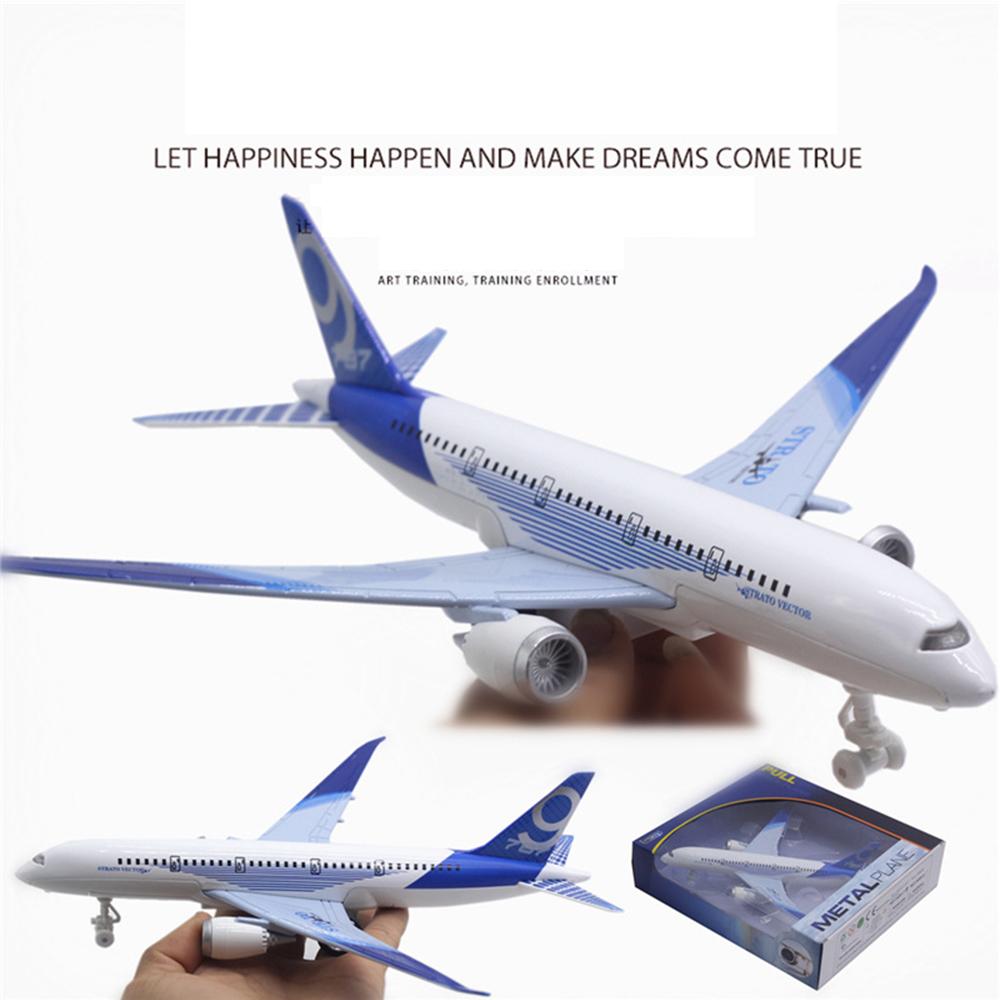 Boeing 787 Airplane Toys Bump and Go Airlines Die Cast Metal Model Plane Toy with Lights and Sounds for Kids