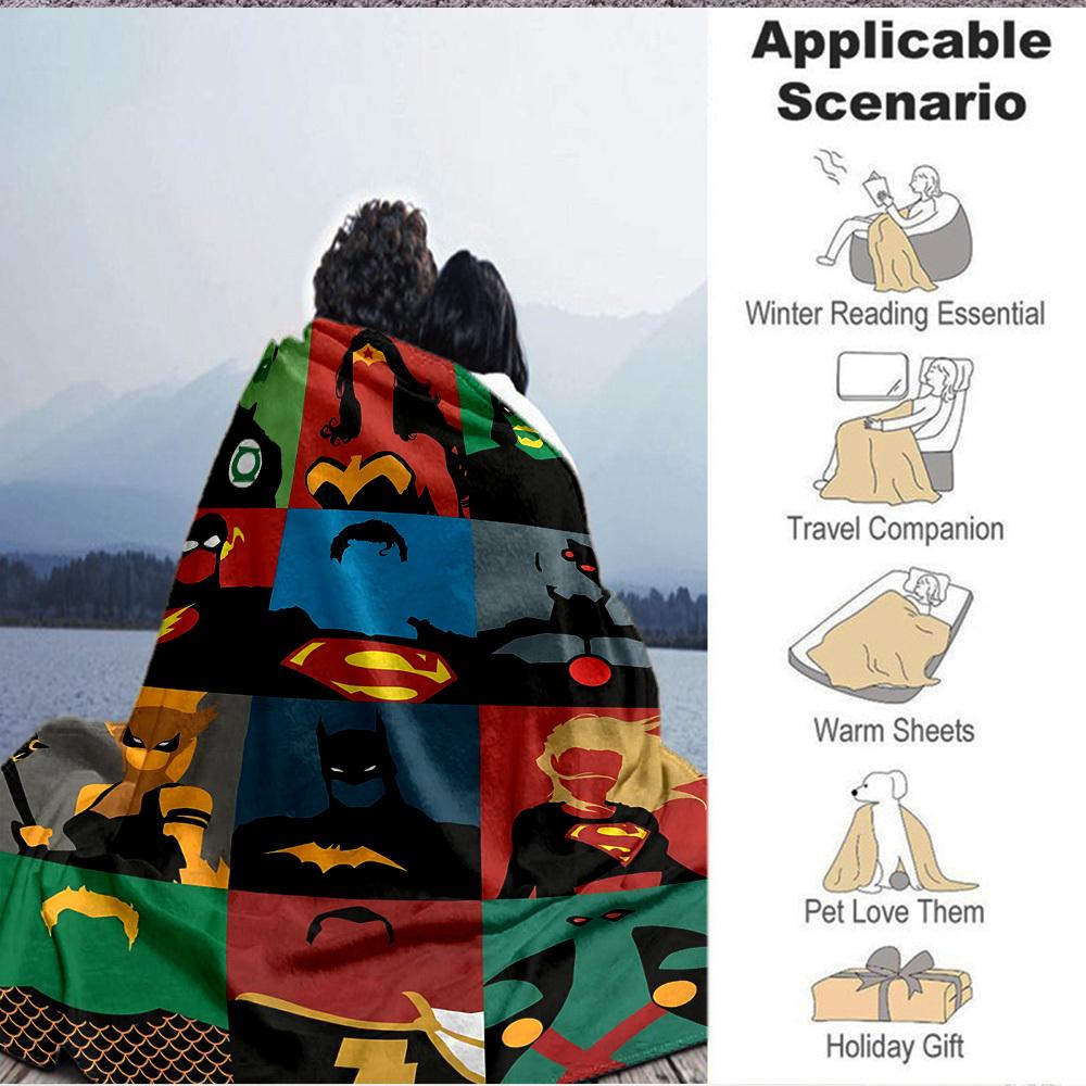 1pc Superhero Blanket Lightweight Flannel Throw For Sofa, Bed, Travel, Livingroom, Office, Couch, Chair, And Bed