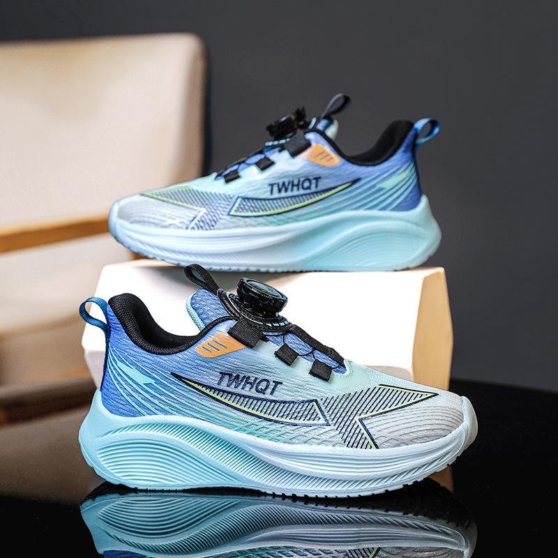Boys and Girls Sports Running Shoes, Male and Female Classmates, Spring Breathable Mesh Rotating Buckle, Fashionable, Lightweight and Non-slip