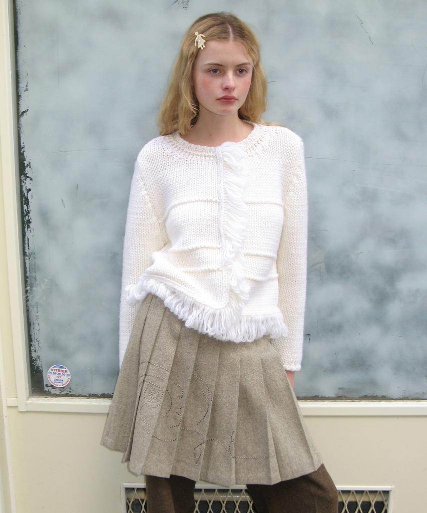 Sinun Sn Wool Blend Pleated Skirt (Beige)