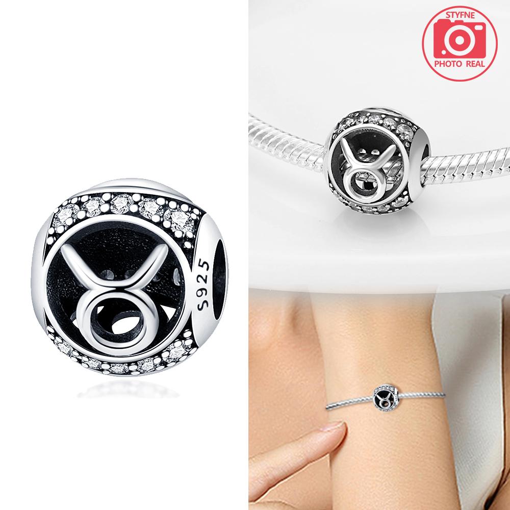 copper Colors 12 Constellation Charm Bead Charms Round Bead Compatible With Authentic Bracelets Do It Yourself Fine Jewellery Gift for Women