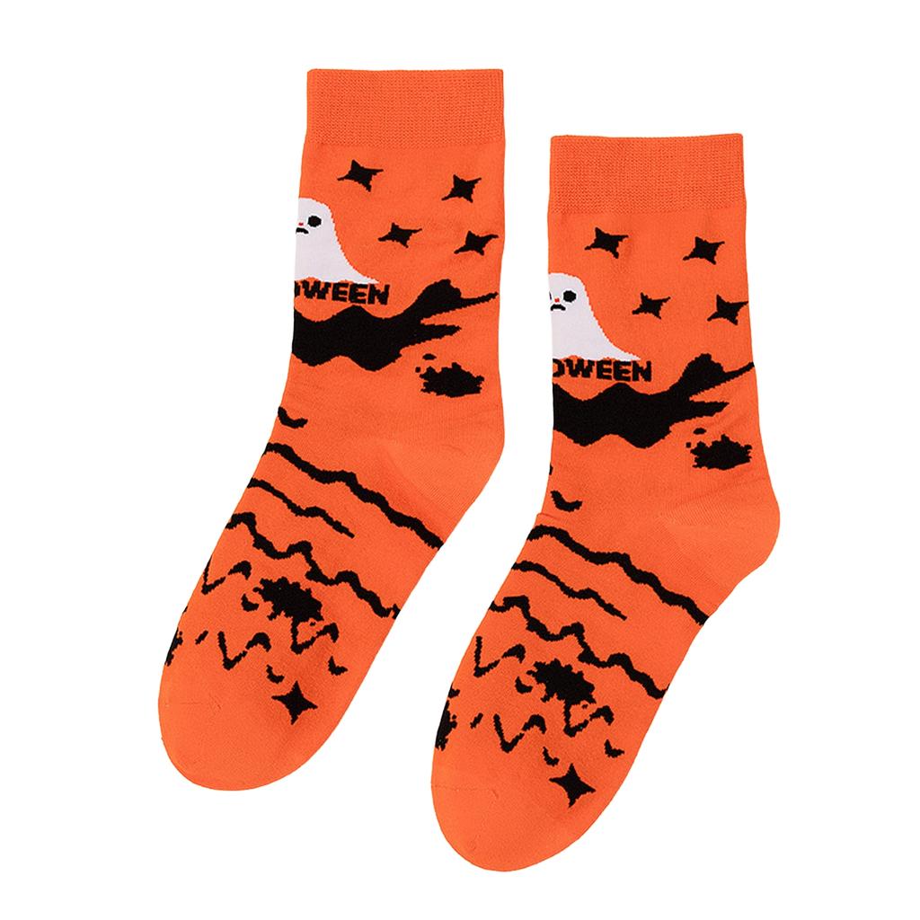 Halloween Cotton Mid Calf Socks for Men and Women, Pumpkin Pattern Socks, Matching Couple Socks with Wicking