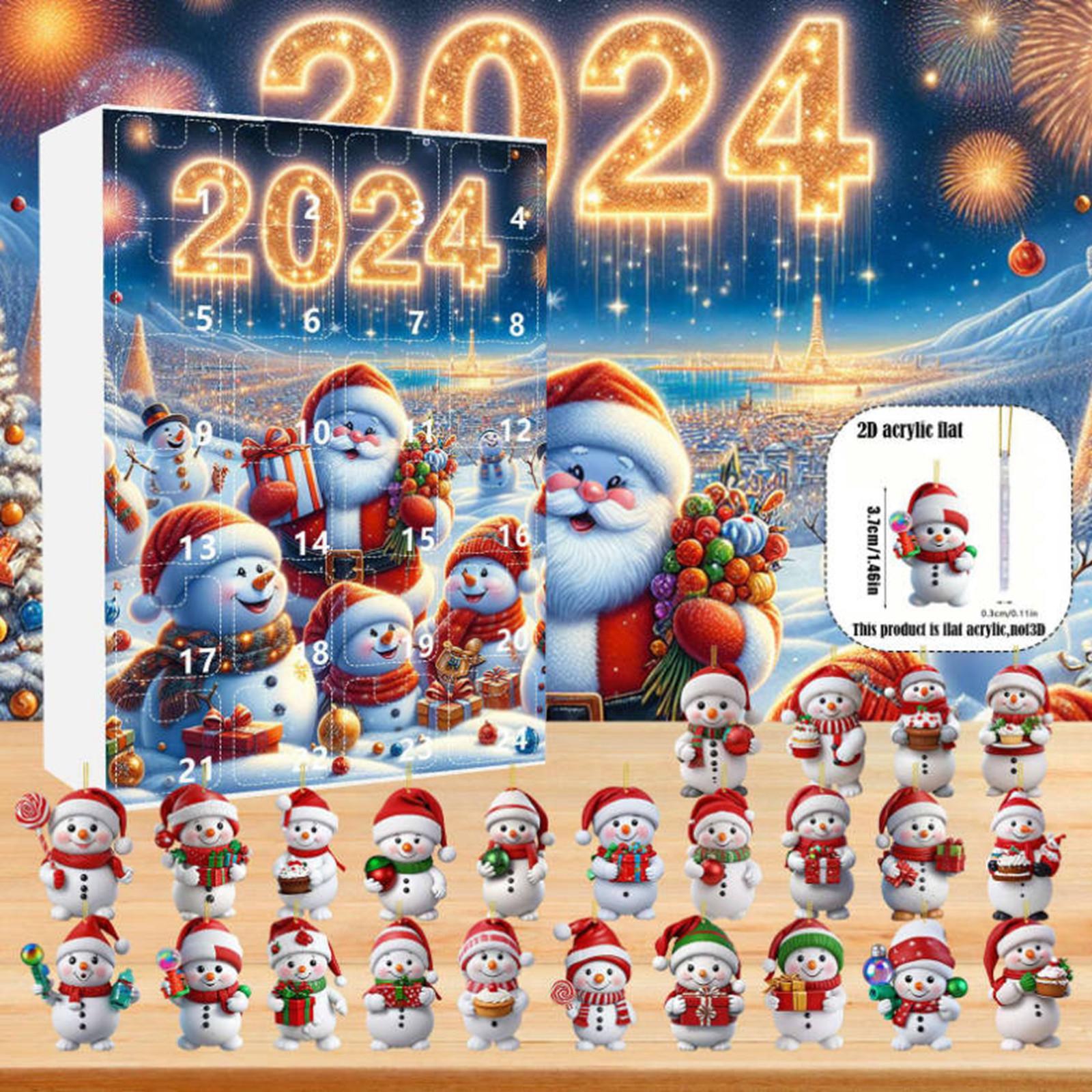 

Рождественский календарь обратного отсчета. 24 симпатичных акриловых подвески в виде снеговиков. Рождественские елочные украшения, которые подойдут для семьи и друзей в праздничный сезон. One Size