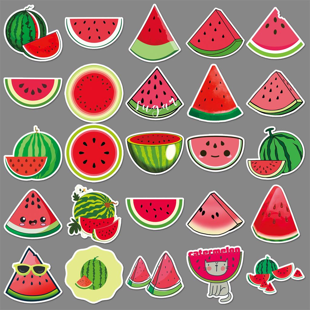 50 Watermelon Graffiti Stickers Personalized Cartoon Fruit Children's DIY Mobile Phone Case Water Cup Suitcase Stickers Waterproof