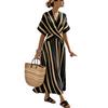 New European & American Summer V-neck Women's Ruffle Swing Dress
