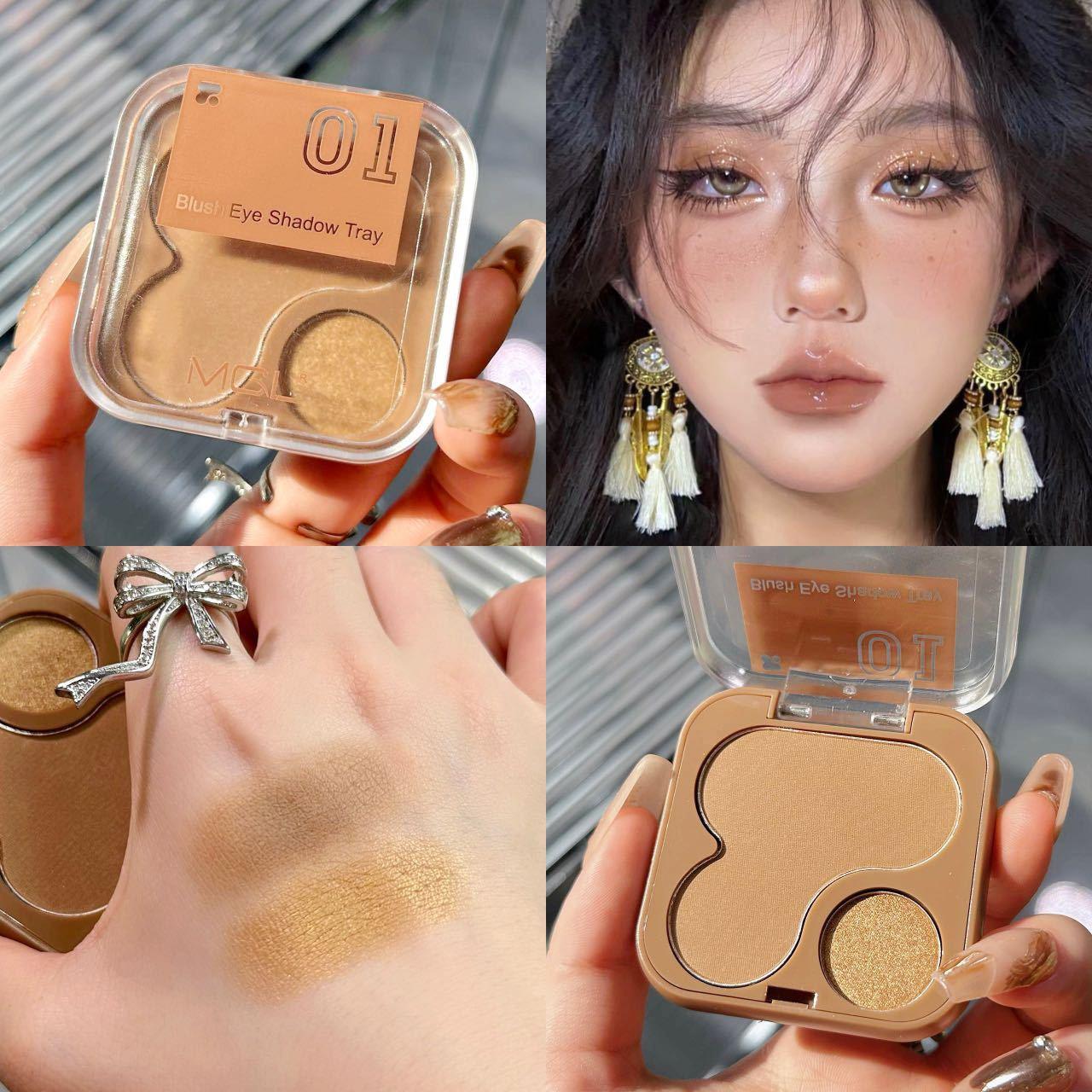

Korean Style All-in-One Makeup Palette: Blush, Highlighter & Eyeshadow with Advanced Matte & Shimmer.