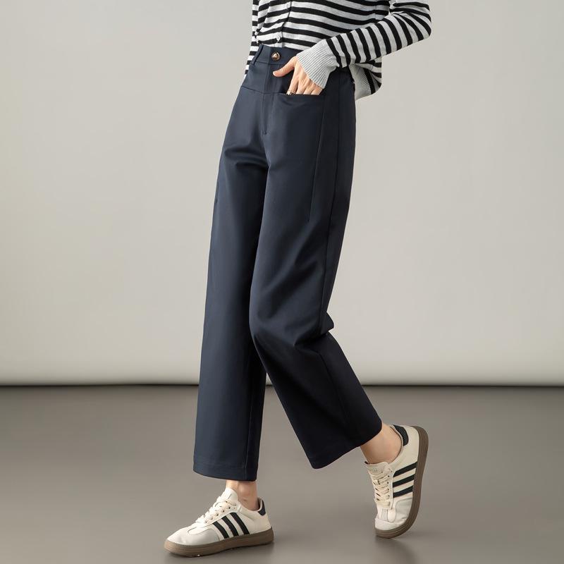High-Waist Petite Tencel-Cotton Harem Pants for Women - 2025 Autumn Collection, Nine-Point Wide-Leg Casual Design