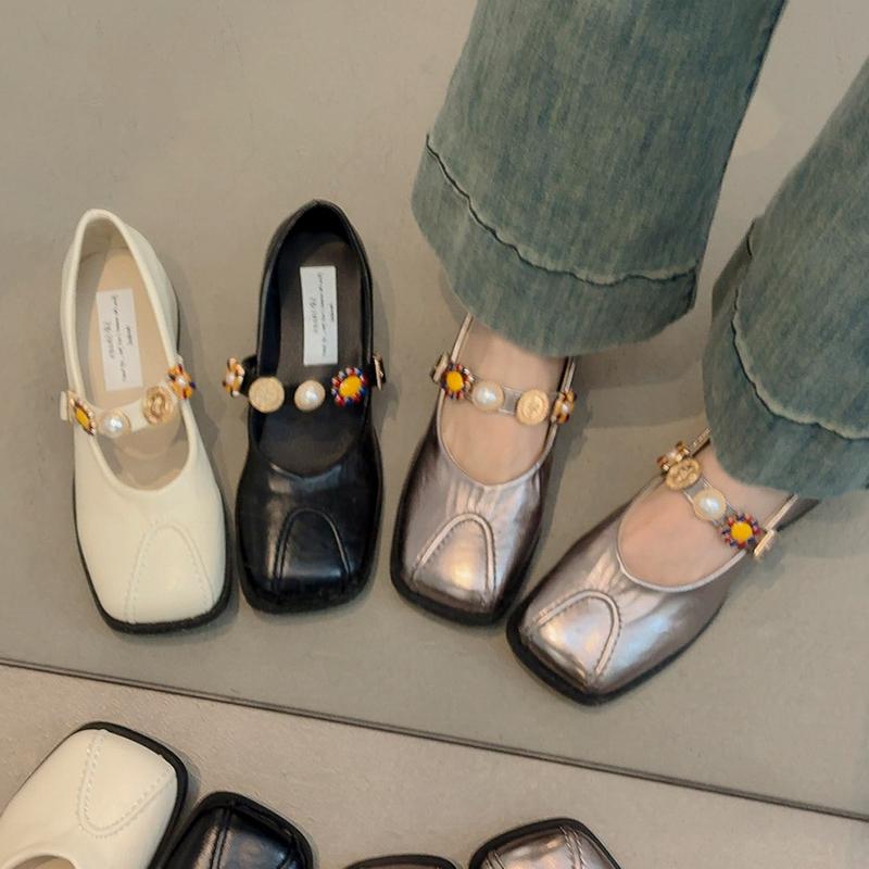 Fashion Soft Summer Shoes Ladies Women's Heels Female Footwear Square Toe 2025 New On Heels Dress Comfortable Mary Janes Spring Shoes On