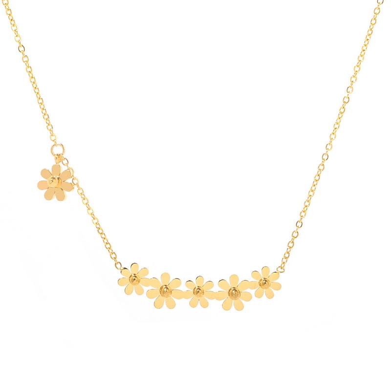 316L Stainless Steel 2024 New Fashion Upscale Vintage Daisy Flowers Charms Chain Choker Necklaces Pendants For Women