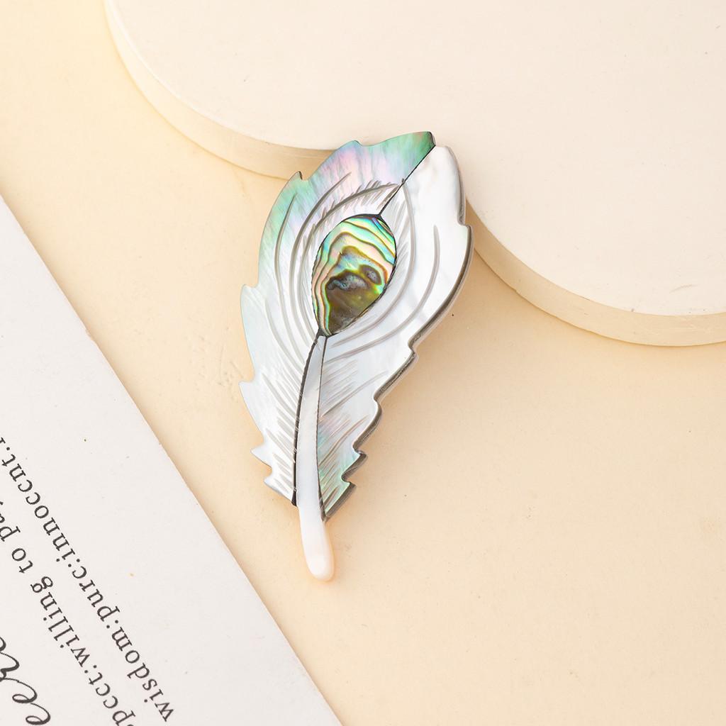 Handcrafted Shell Feather Black Butterfly Brooch Pendant Jewelry For Women
