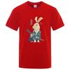 Cotton Blend Short Sleeve Tee Japanese Ukiyoe Samurai Rabbit Print Casual Streetwear Unisex Summer Top Gift For Lovers Unisexunisex