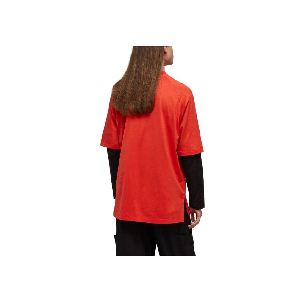 Y-3 Side Stripe Logo Print Crew Neck Short Sleeve T-Shirt Unisex Tops Red HZ8872