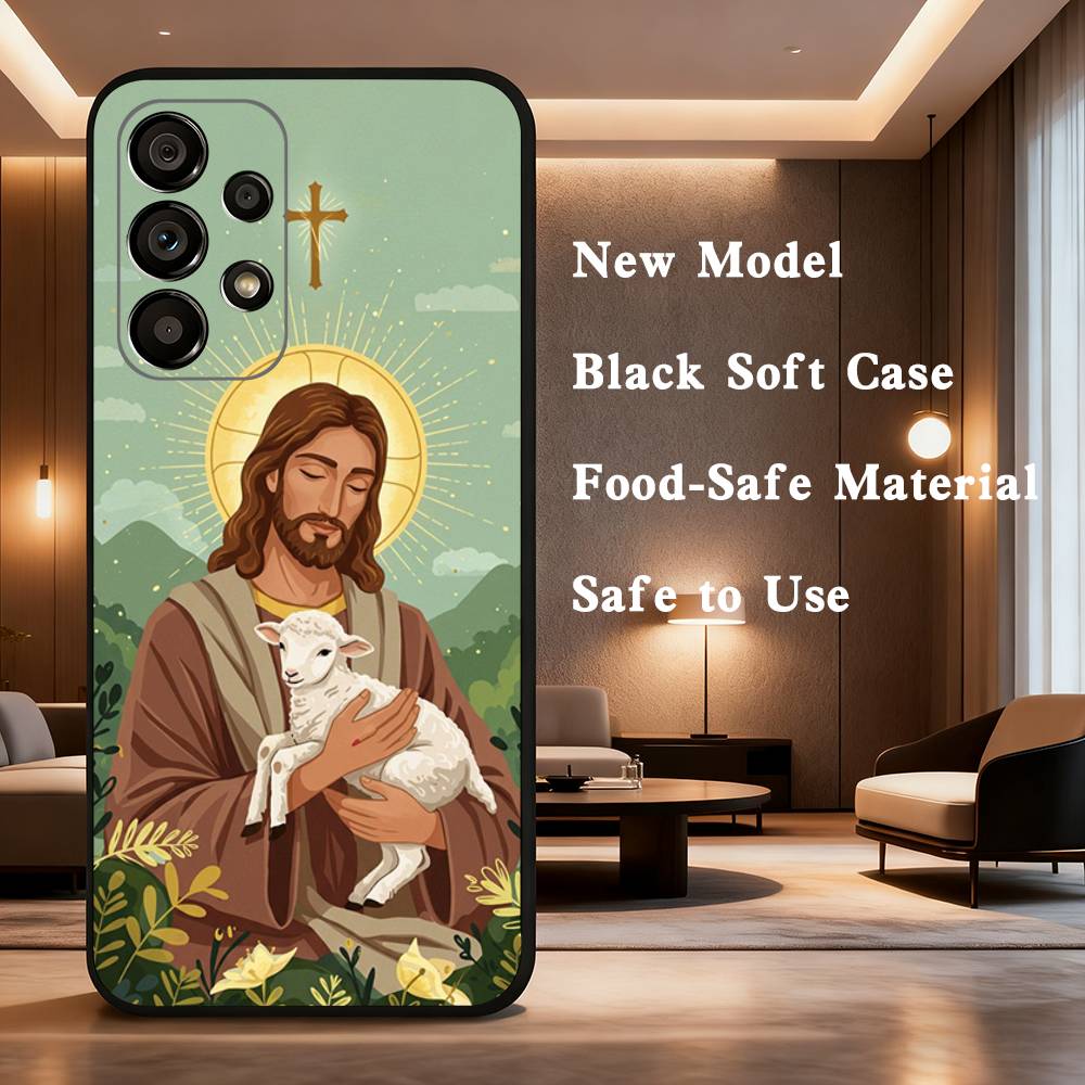 

Jesus Christian Faith Case For Samsung Galaxy A73,52,71,22,Note,31,8,9,53,32,72,41,J7,Soft Black Silicone Cover SamsungA70